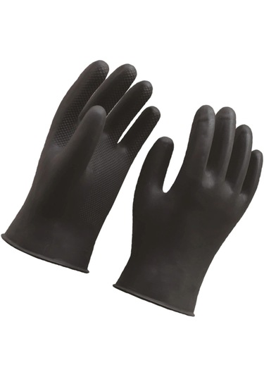 Homyl Uzun Sanayi Kauçuk Lateks Eldiven İş Siyah-31-cm