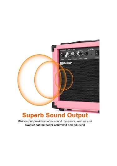 Vangoa Ga10pk 10 Wat Elektro Gitar Amfisi Pembe