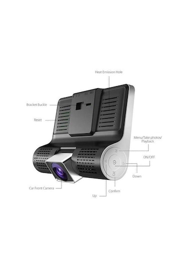 Vothoon Full Hd 4"Ekran 1080P 3 Kameralı Araç İçi Güvenlik Kamera