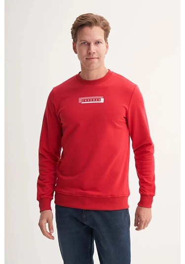 Cazador Pamuk Karışımlı Mevsimlik 3 İplik Slim Fit Sweatshirt-53875 Kırmızı