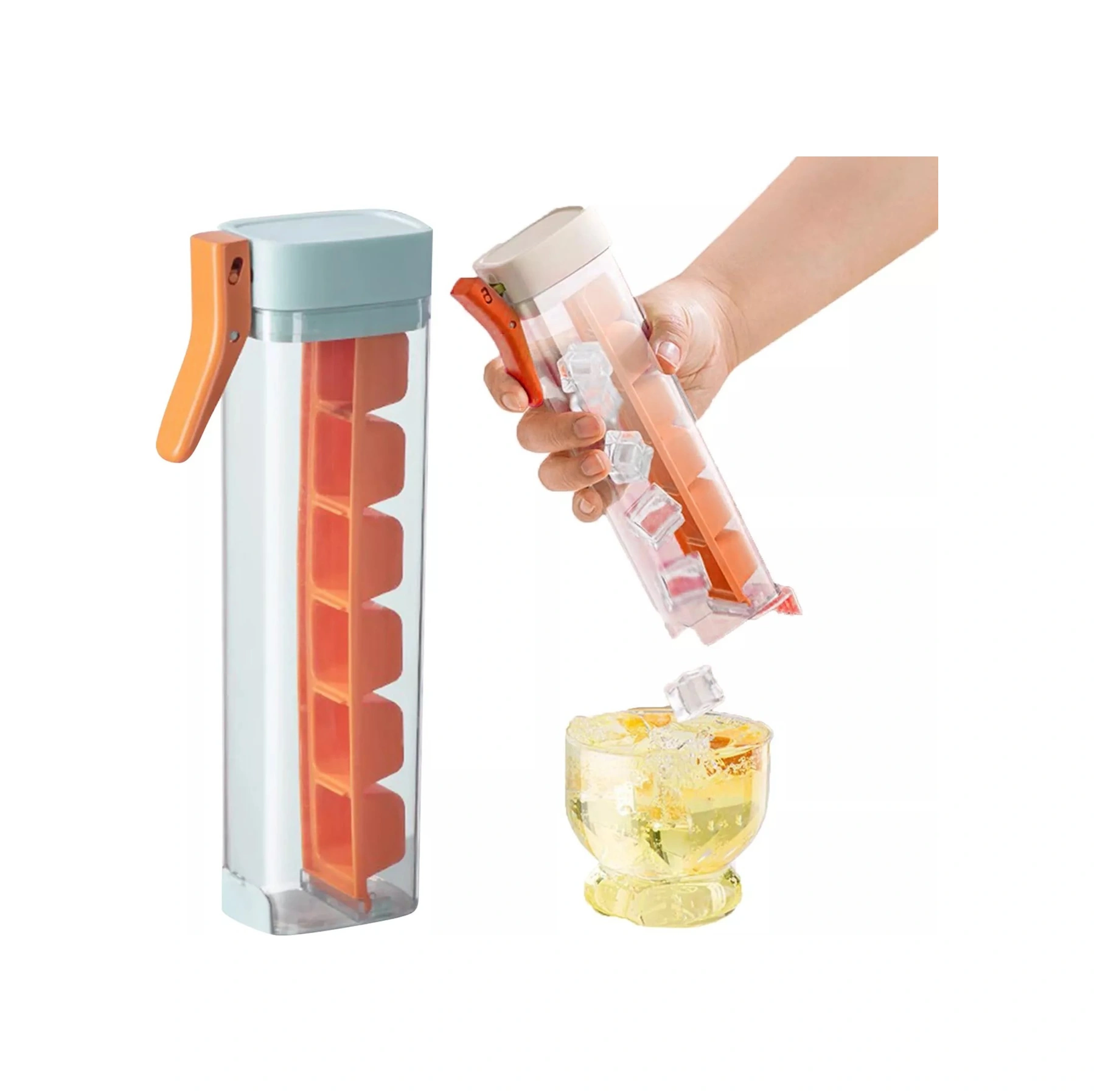 Kosona Tek Elle Basılı 6'lı Buzluk, Ev Kullanıma Uygun, Yiyecek Grubu Malzeme, Spill-proof Kapaklı, Buz Depolama Kutusu, Turuncu - 1 Adet Çok Renkli