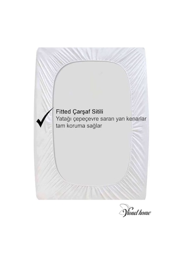 Vionel Home %100 Pamuk Yatak Koruyucu Alez Tek Kişilik Full Kenar Fitted Su & Sıvı Geçirmez