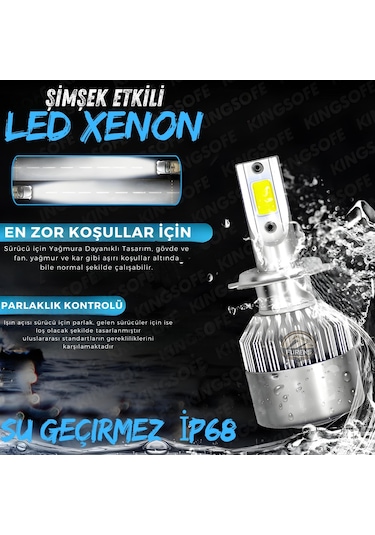 Honda Civic V-tec 2 2001-2006 Uzun Far Uyumlu Şimşek Etkilii Led Xenon Performance Series Hb3
