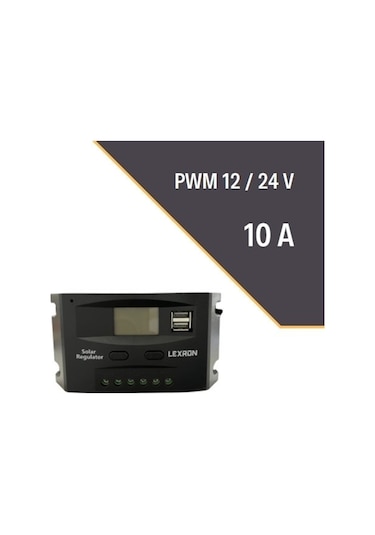 Lexron 10 Amper 12/24V Solar Pwm Şarj Kontrol Cihazı 10A 12/24 Volt Regülatör