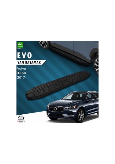 S-dizayn Volvo Xc60 2 Evo Siyah Yan Basamak 193 Cm 2017 Üzeri A+ Kalite