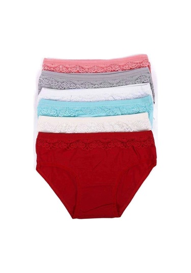 Eng 6 Adet Kız Çocuk Dantelli Kız Bikini 408 3-4 Yaş Çok Renkli