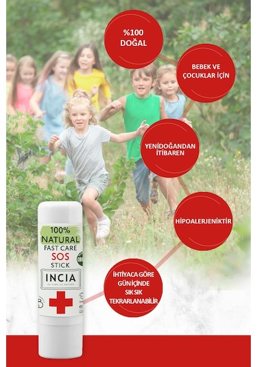 INCIA %100 Doğal Sos Stick Anlık Yatıştırıcı Organik Yalancı İğde Hızlı Koruma Bitkisel 6 g