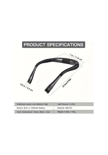 Techbloom 6 Seviye Led Boyun Lambası Şarj Edilebilir 3 Renk 6 Parlaklık Seviyesi Bükülebilir Kollar Uzun Ömürlü Okuma Dikiş Kamp Tamir İçin Ahşap