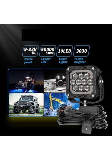 Off Road 4 İnç Led Aydınlatma Kaput Üstü Led Tampon Gündüz Led Ve Sis Farı Projektör Lambası Seti