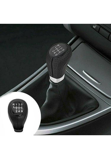 Samdoo Bmw E34 E36 E38 E39 E46 E53 E60 E61 E63 E64 E83 E90 E91 E92 E93 İçin 6 Vitesli Deri Kılıflı Vites Topuzu - Kolay Montaj, Dayanıklı Ve Konforlu. Siyah