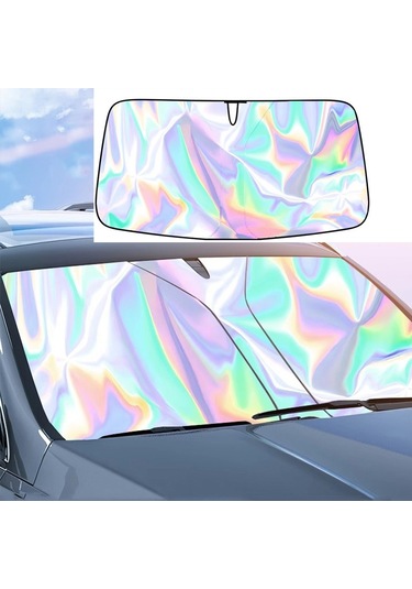 145x90 Cm Araba Ön Cam Güneşlik Renkli Lazer Isı Yalıtımı Güneş Koruyucu Güneşlik Şemsiye