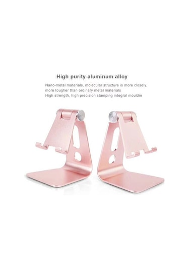 Cbtx 3,5-8 İnç Telefon Tablet İçin Taşınabilir 270 Dönebilen Katlanabilir Alüminyum Stand Telefon Tutucu Braketi Gül Altın