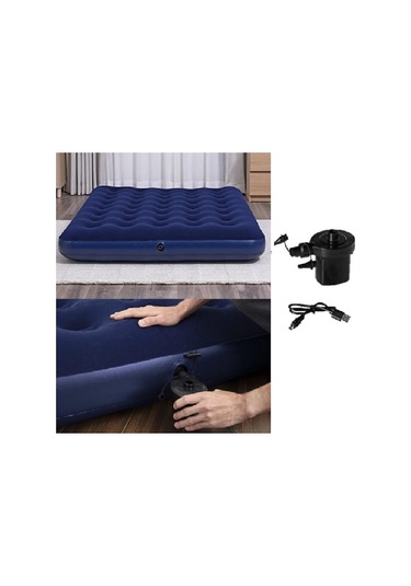 Bestway Pavillo 67287 Çift Kişilik Şişme Yatak Pompa 191x137x22 Mavi