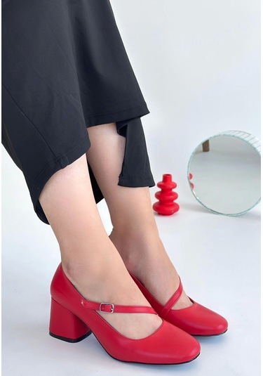 Kier Kırmızı Cilt Kadın Topuklu Ayakkabı Kırmızı