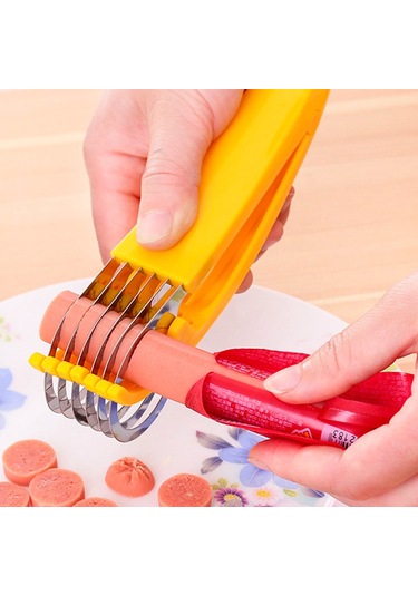 Youtek Stanyum Çelikli Mutfak Aleti: Muz, Salatalık, Sosis Kesici - 6 Adet Eşit Dilim - Sarı Renk Sarı