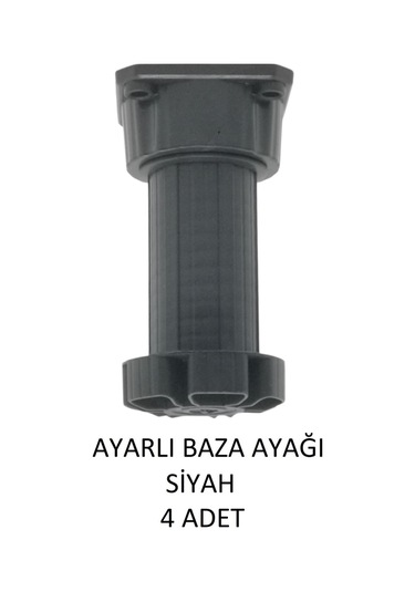 Ayarlanabilir Plastik Baza Ayağı 10-15 Cm, Siyah, Çok Amaçlı Dolap Ayağı 4 Adet Siyah