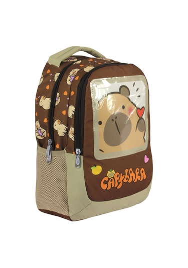 Capybara Erkek Çocuk İlkokul Okul Sırt Çantası - Kahverengi - 5209 Çok Renkli