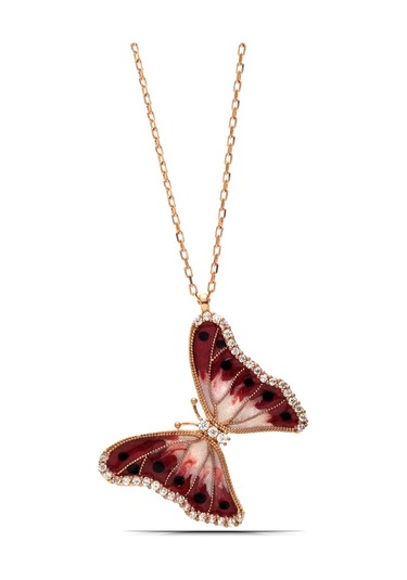 Kadın Kelebek Tasarım Gümüş Kolye (483223916)