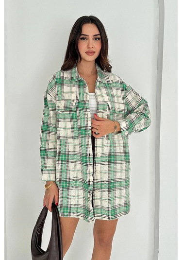 Uzun Oduncu Gömlek Yeşil Yeşil