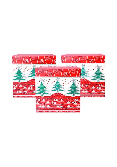 Yılbaşı Çam Ağacı Motifli Hediye Kutusu Küçük Set 3'lü