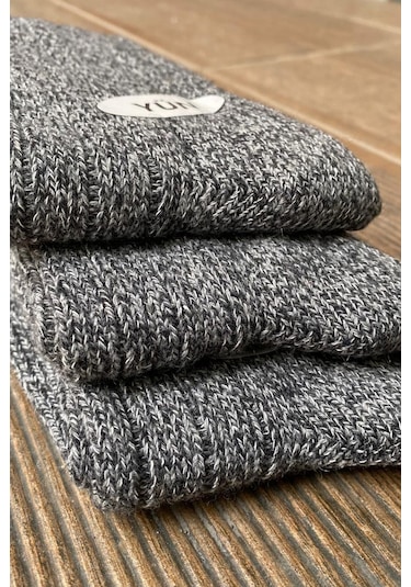 Erkek Örme Yün Çorap 12 Adet Siyah