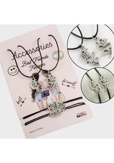 Csmtex 6 Best Friends Arkadaş Deri Set Kolye-siyah Çok renkli