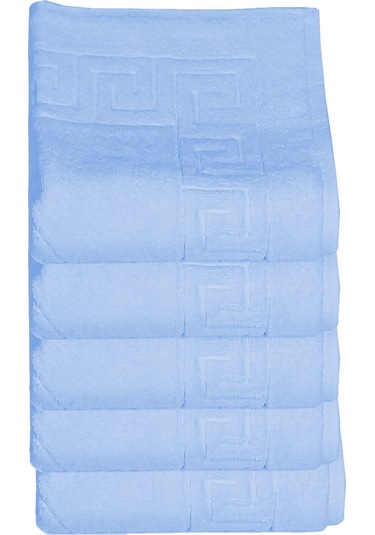 5 Li Otel Ayak Havlusu Bukle Ayak İzli 50x70 Cm Renkli 16/2 Avs 250 Gr Mavi