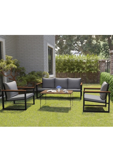 Avvio Newyork Bahçe Mobilyası 3-1-1 Bahçe Takımı Balkon Takımı Teras Mobilyası Siyah