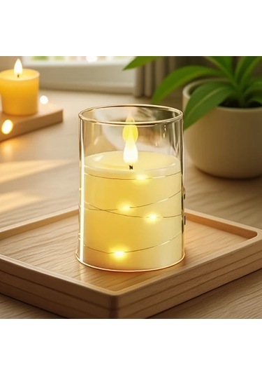 Xuweiwei 3 Adet Akrilik Led Mum Işık Kumanda Zamanlama Kararma Masastüü Aydınlatma Diğer