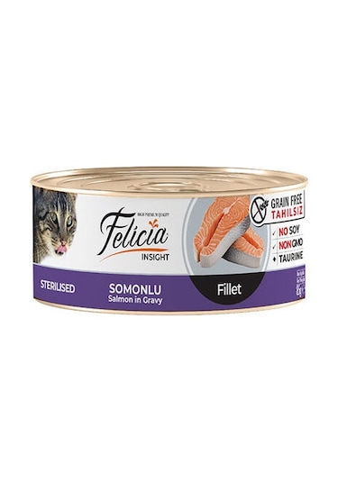 Felicia Sterilised Tahılsız Somonlu Konserve Yetişkin Kedi Maması 85 G