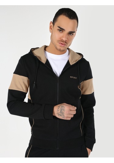 Colins Slim Fit Kapüşonlu Siyah Erkek Ceket 001