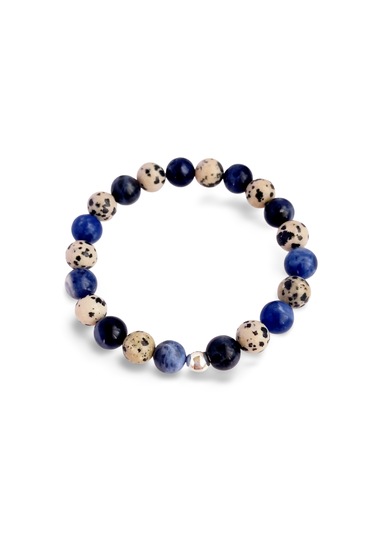 Gümüş Sodalit Dalmaçyalı Jasper Doğal Taş Tasarım Kadın Gümüş Bileklik Gümüş