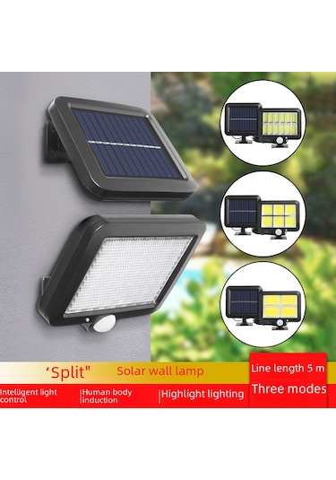 Mufunye Güneş Enerjili Dış Mekan Sensörlü Işık - Su Geçirmez, 108cob, Bölünmüş Sistem, 3 Mod, 6-12 Saat Aydınlatma - Bahçe, Garaj Duvar Lambası