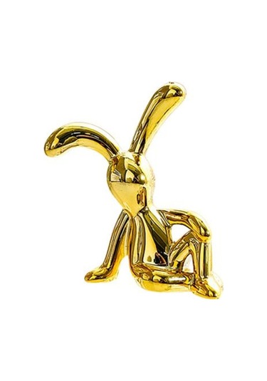 Altın 2/4 Adet Uzun Kulak Tavşan Heykelcik Uv Galvanik Yapıştırıcı Oturan Tavşan Şekilli Kalıp Oyuncak Heykeli Araba Pano 4pcs