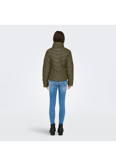 Jacqueline De Yong Fiona Life Short Kadın Yeşil Dik Yaka Ceket Yeşil