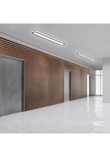 Samsung Uyumlu Ledli Tavan Tipi Plafonier Led Avize 120x16 Cm Siyah - Sarı