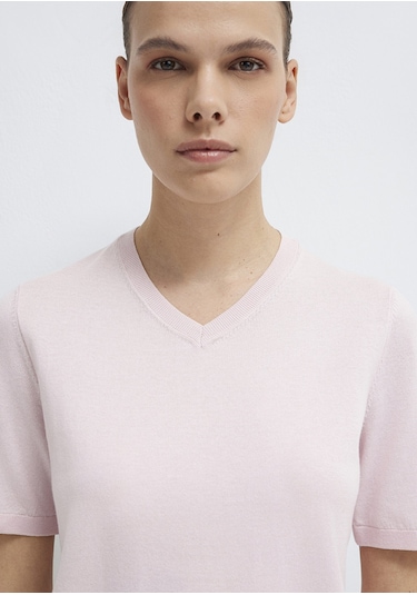 Mavi - V Yaka Pembe Kazak 1710868-70969 Pembe