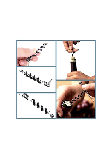 Omeniv Pratik Anahtarlık Şişe Şarap Açacağı Tirbuşon Minimal Siyah