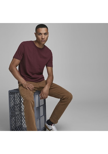 Jack & Jones Bisiklet Yaka Basic Tisört-Organic 12156101 Port Royale Bordo Jack & Jones Bisiklet Yaka Basic Tisört-Organic 12156101 Port Royale Bordo
