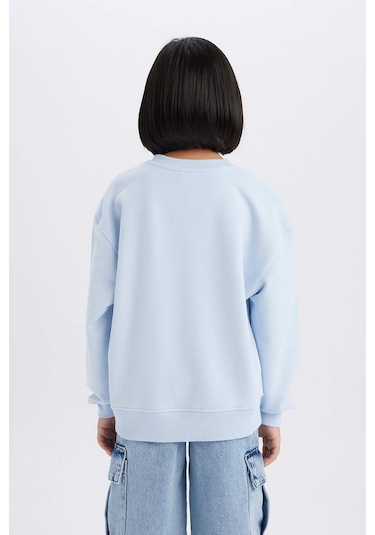 DeFacto Kız Çocuk Relax Fit Bisiklet Yaka Baskılı Sweatshirt D8546A825SPBE745 Mavi DeFacto Kız Çocuk Relax Fit Bisiklet Yaka Baskılı Sweatshirt D8546A825SPBE745 Mavi