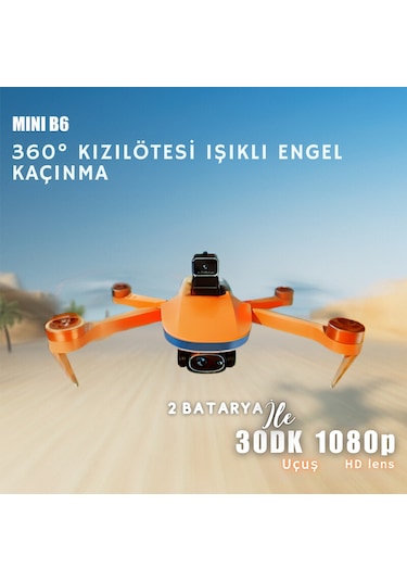 B6 Mini Drone 2Batarya ile 30Dakika Uçuş Beni Takip Et Gps 1080p Hd Çift Kamera 5g Wı-fı Engelden Kaçınma