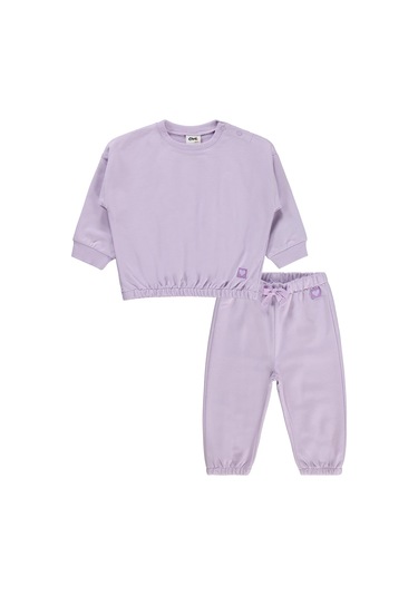 Civil Baby Kız Bebek Düz Basic Kalpli 6-18 Ay Takım - Lila