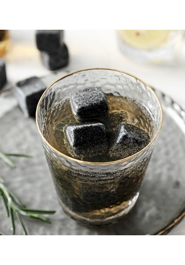 Kosona 9 Adet Granit Whiskey Taşı - Dökülmeyen Soğutma - Ahşap Kutusu Ve Kadife Çanta İle - İçki Severler İçin Siyah - Beyaz
