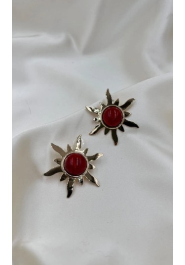 Bb İthal Bordo Güneş Küpe Altın - Kırmızı