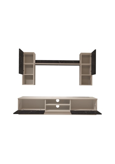 Decoraktiv Eko 5dab Mdf Dvd Tv Ünitesi Tv Sehpası Beyaz - Siyah Mermer