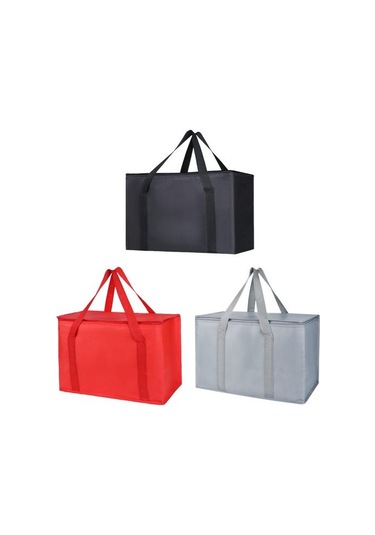 Büyük Yalıtımlı Piknik Çantası Fermuarlı Öğle Yemeği Çantası Yeniden Kullanılabilir Market Taşıma Çantası Kamp Piknik Seyahat İçin İçecek Soğutucu Çanta Gri