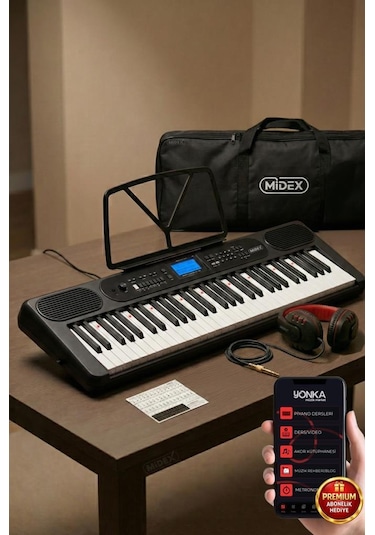 Midex Ps-5200bk-h Pro Org 61 Led Işıklı Tuş Hassasiyetli Bluetooth Midi Kulaklık