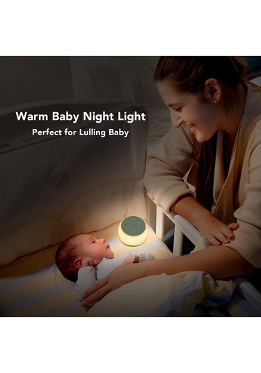 Maiyame Bebek Uyku Rahatlatıcı Cihazı - 34 Yumuşak Ses & 7 Renkli Gece Lambası - 3 Ayar Zamanlayıcı - Dahili Li-pol Batarya Beyaz Beyaz