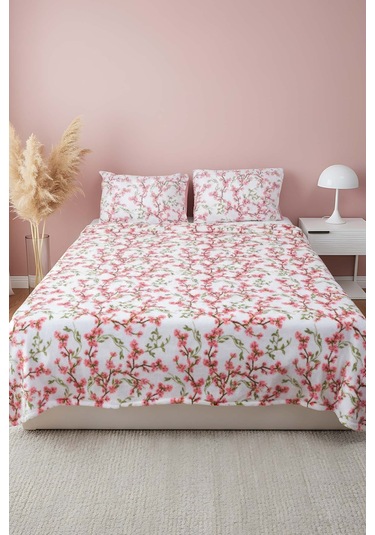 Sakura Çift Kişilik Peluş Battaniye Pembe