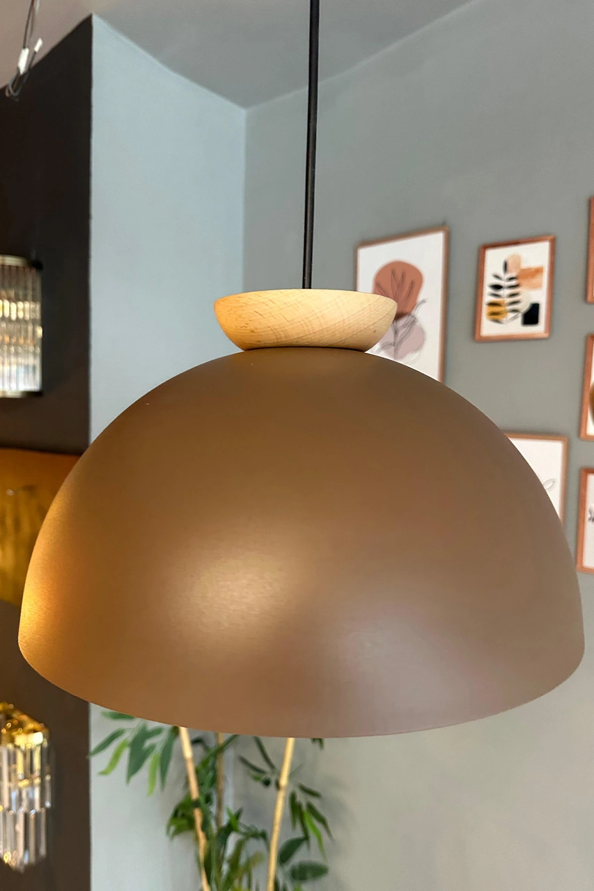 Yimpi Sütlü Kahve Avize Ahşap Tekli Sarkıt Salon Kuaför Cafe Dekoratif Aydınlatma Pastane Sütlü Kahve